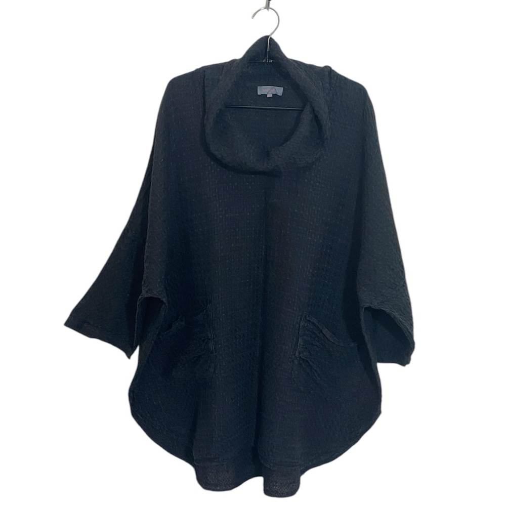 Sahara lagenlook black linen blouse size M/L